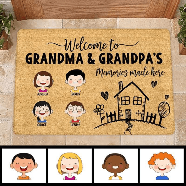 Joyousandfolksy™ Memories Made Here Grandpa Grandma House Personalized Doormat