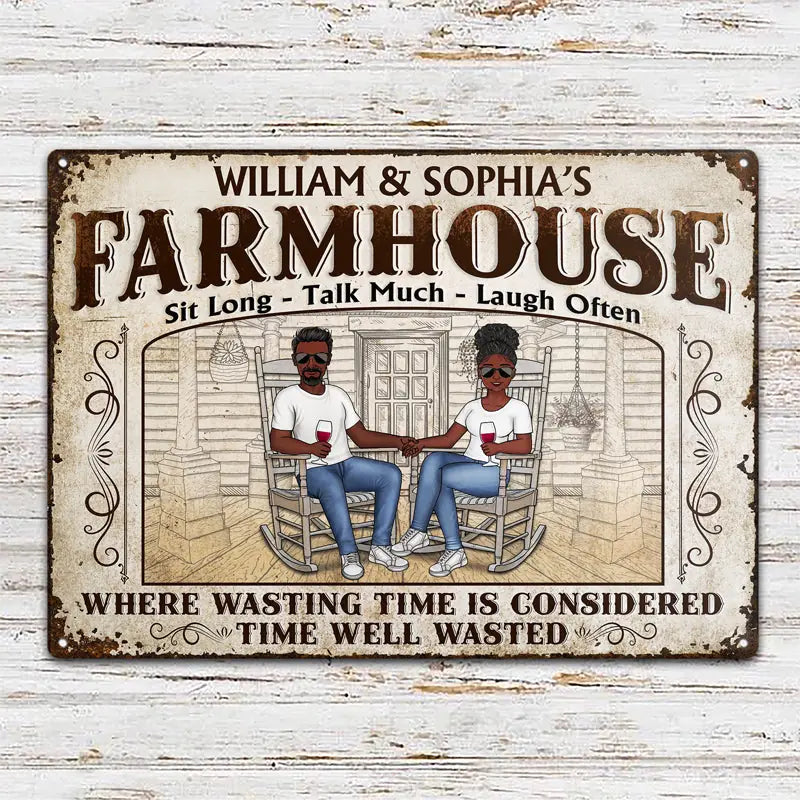 The Porch Where Wasting Time Is Considered Time Well Wasted - Gift For Couples - Personalized Custom Classic Metal Signs F79