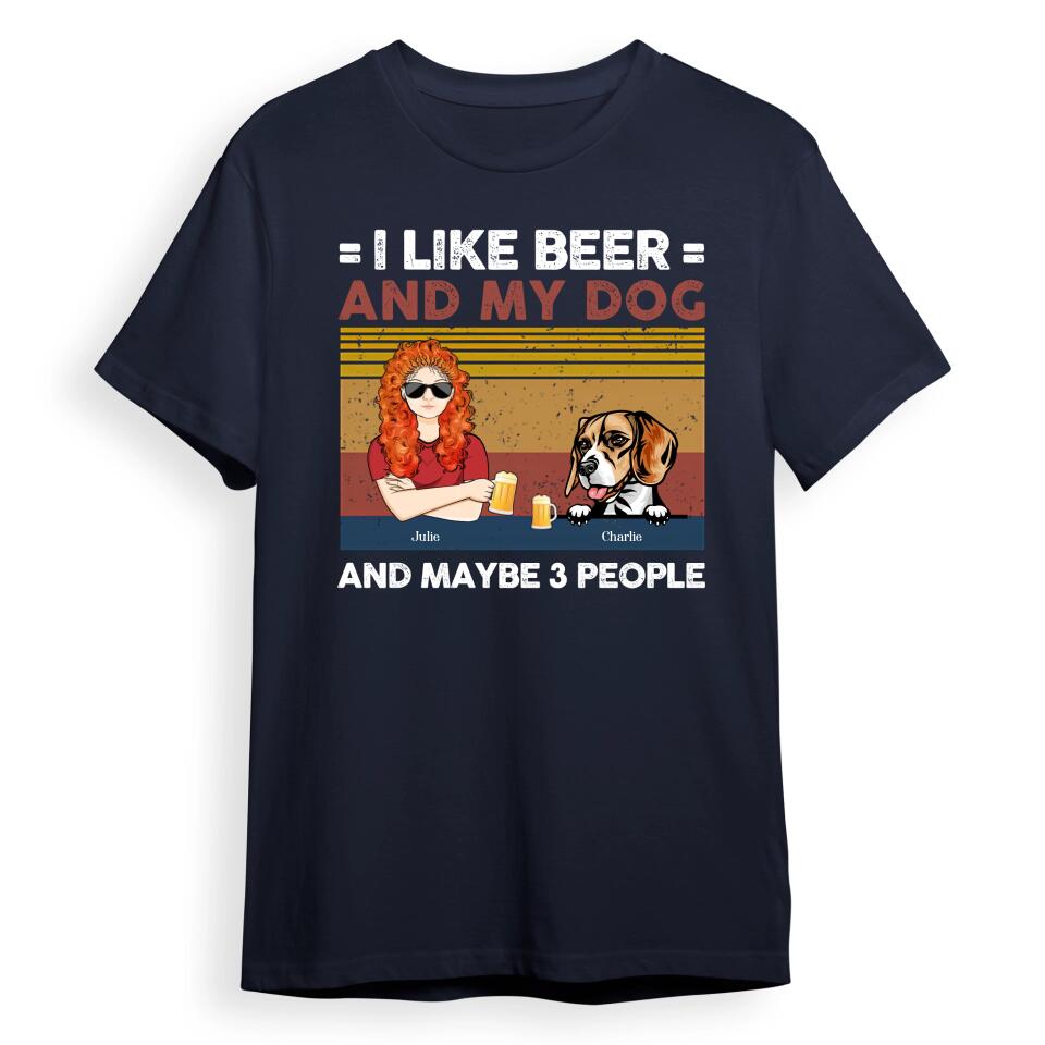 I Like Beer And My Dogs - Dog Personalized Custom Unisex T-shirt, Hoodie, Sweatshirt - Gift For Pet Owners, Pet Lovers T1-1