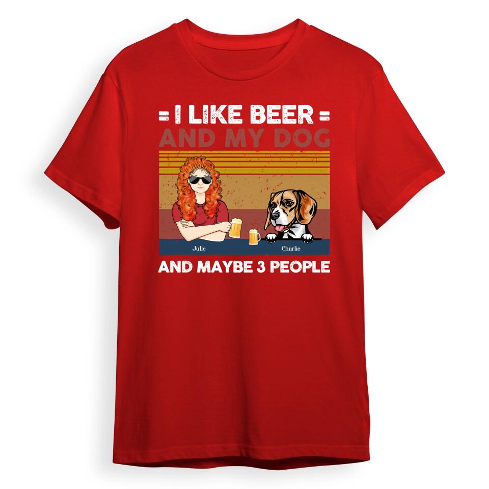 I Like Beer And My Dogs - Dog Personalized Custom Unisex T-shirt, Hoodie, Sweatshirt - Gift For Pet Owners, Pet Lovers T1-1