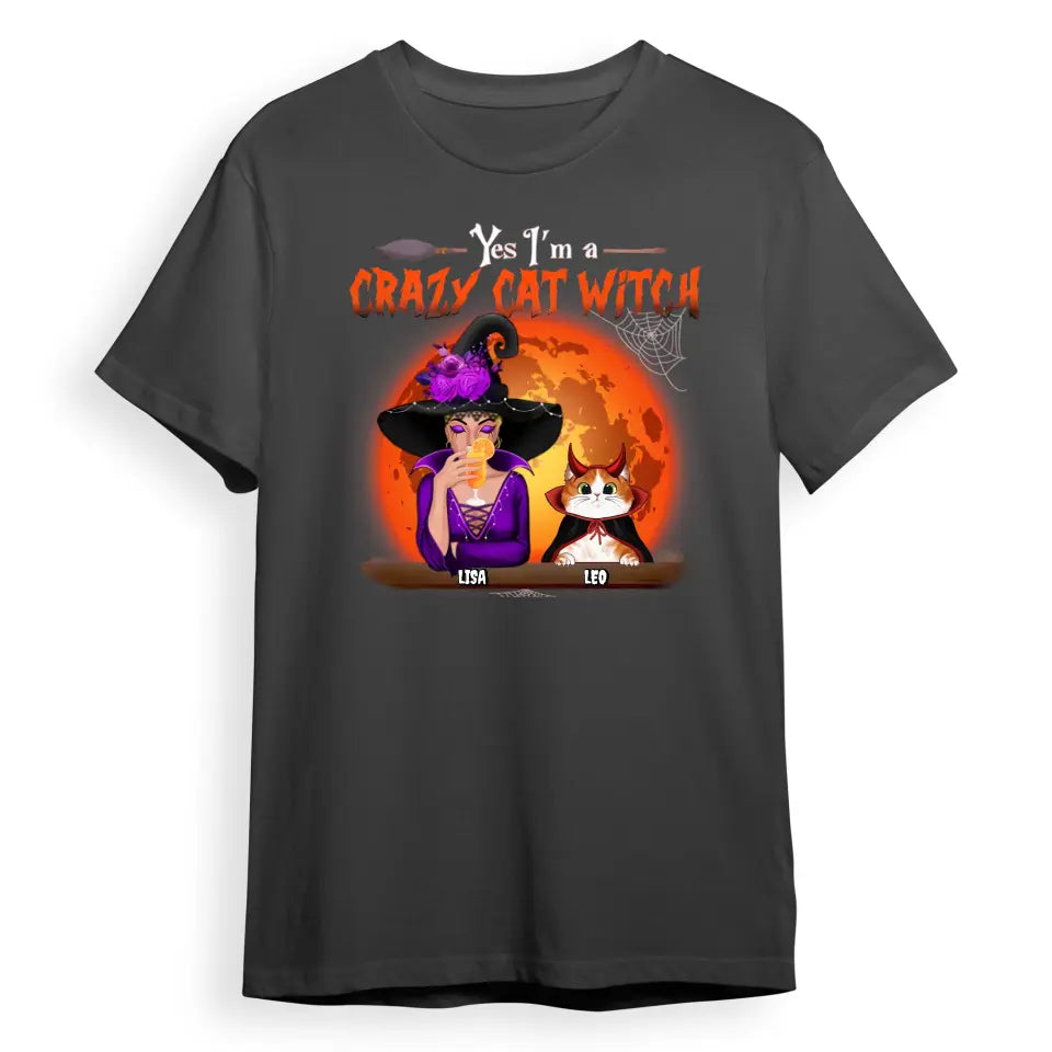 T-F129 I'm A Crazy Cat Witch - Personalized Unisex T-Shirt, Hoodie, Sweatshirt - Gift For Witches, Gift For Yourself, Gift For Pet Lovers, Halloween Gift