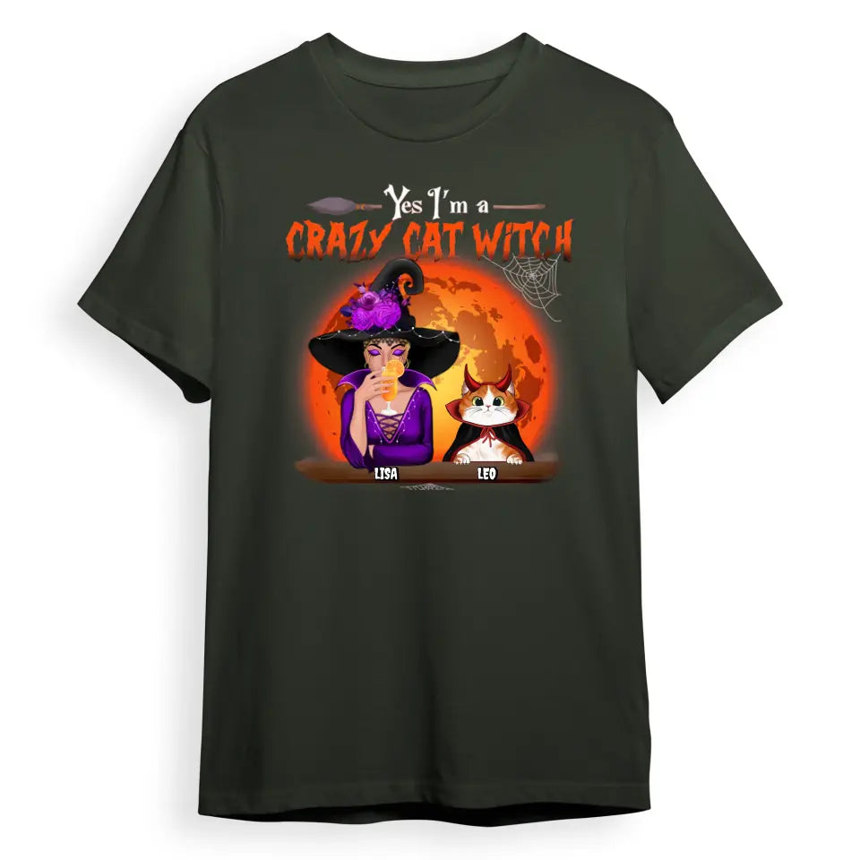 T-F129 I'm A Crazy Cat Witch - Personalized Unisex T-Shirt, Hoodie, Sweatshirt - Gift For Witches, Gift For Yourself, Gift For Pet Lovers, Halloween Gift