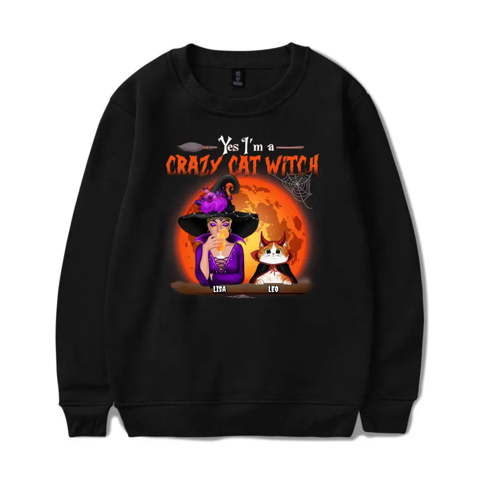 T-F129 I'm A Crazy Cat Witch - Personalized Unisex T-Shirt, Hoodie, Sweatshirt - Gift For Witches, Gift For Yourself, Gift For Pet Lovers, Halloween Gift