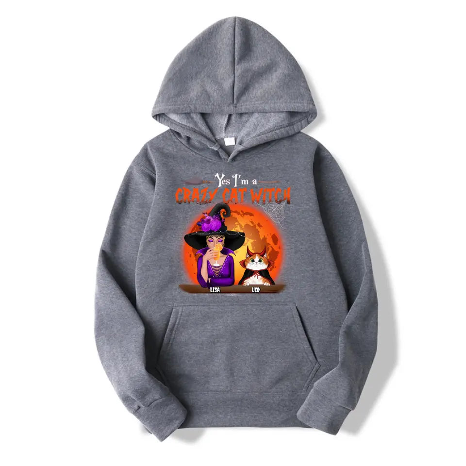 T-F129 I'm A Crazy Cat Witch - Personalized Unisex T-Shirt, Hoodie, Sweatshirt - Gift For Witches, Gift For Yourself, Gift For Pet Lovers, Halloween Gift