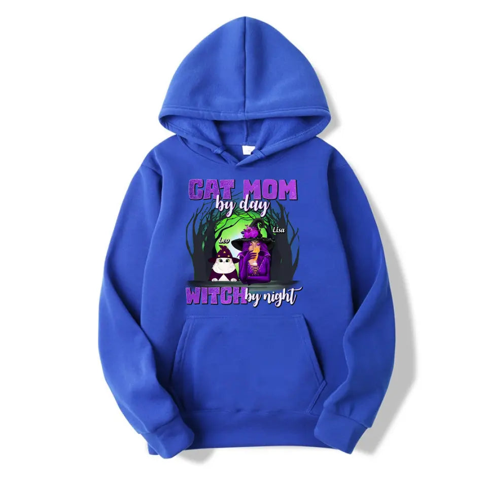 T-F130 Cat Mom By Day Witch By Night - Personalized Unisex T-Shirt, Hoodie, Sweatshirt - Gift For Witches, Gift For Pet Lovers, Halloween Gift