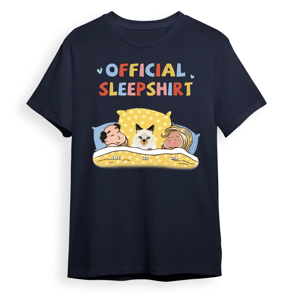 Sleeping Pet Sleepshirt Couple - Personalized Custom Unisex T-Shirt T-F153