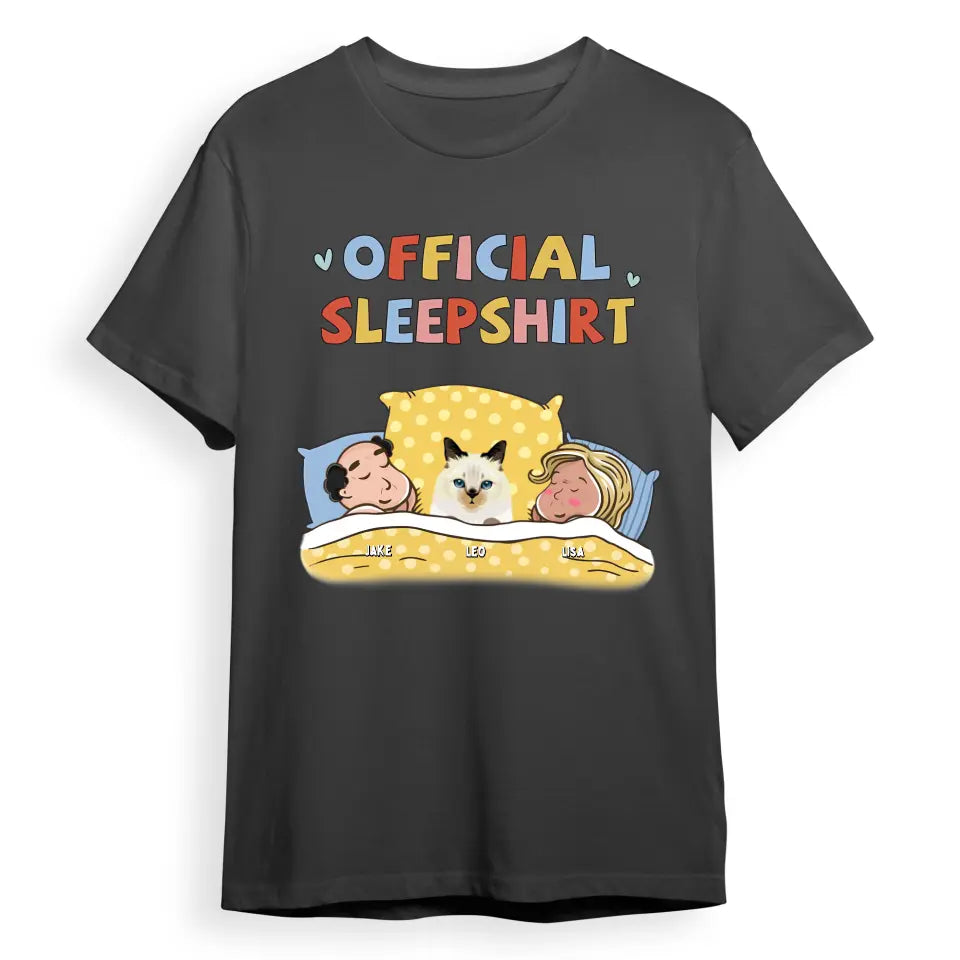 Sleeping Pet Sleepshirt Couple - Personalized Custom Unisex T-Shirt T-F153