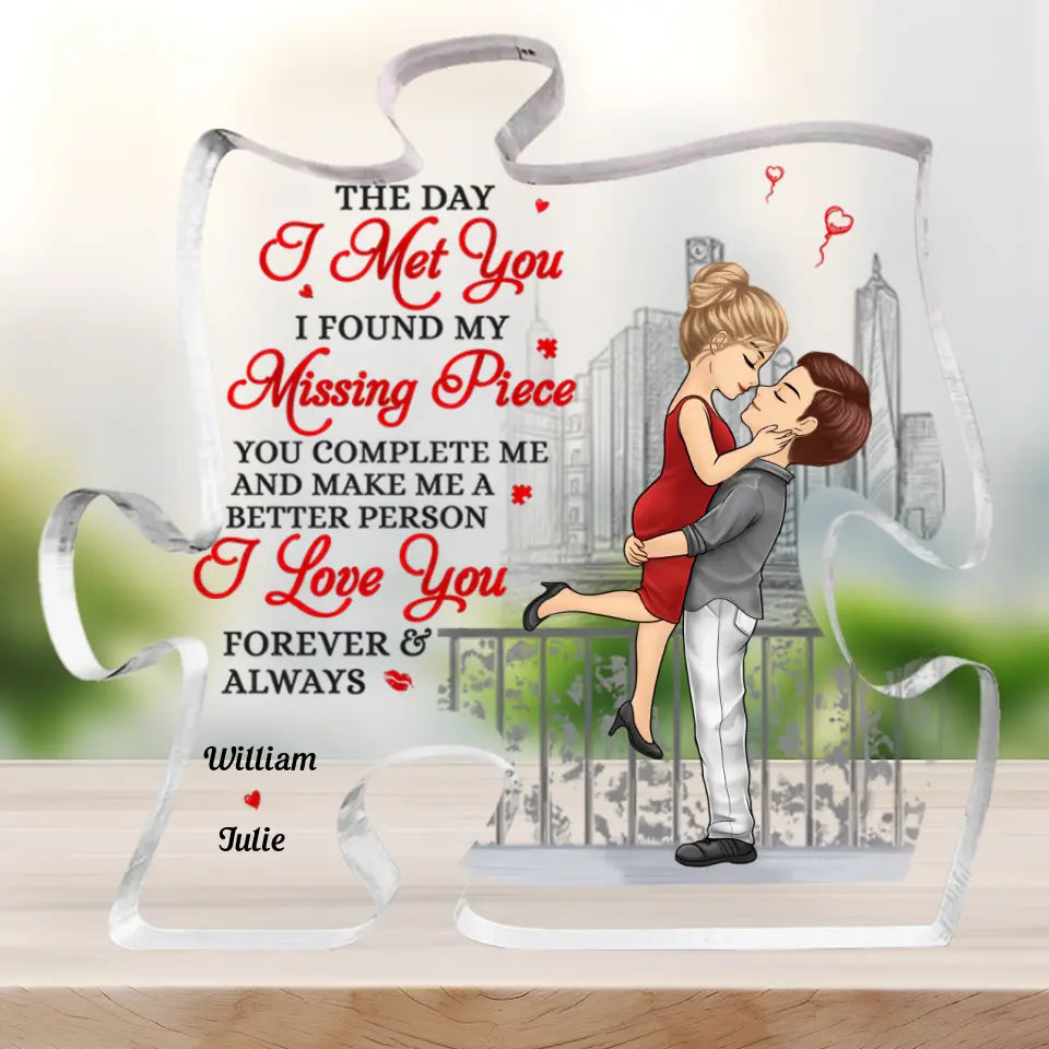I Love You Forever And Always - Couple Personalized Custom Puzzle Shaped Acrylic Plaque - Gift For Husband Wife, Anniversary PL-F38