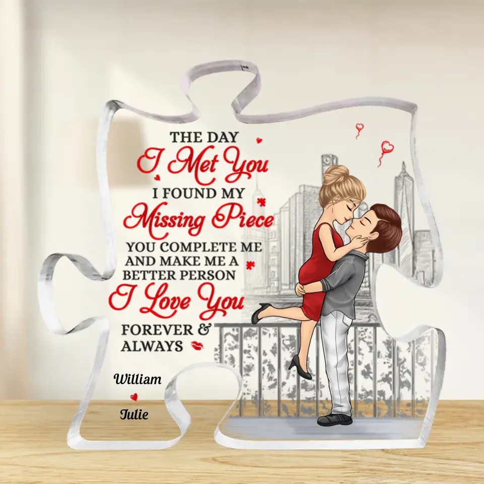 I Love You Forever And Always - Couple Personalized Custom Puzzle Shaped Acrylic Plaque - Gift For Husband Wife, Anniversary PL-F38