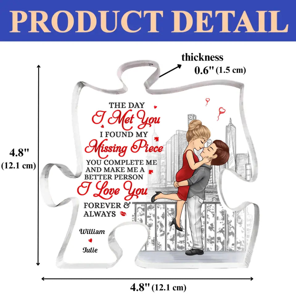 I Love You Forever And Always - Couple Personalized Custom Puzzle Shaped Acrylic Plaque - Gift For Husband Wife, Anniversary PL-F38