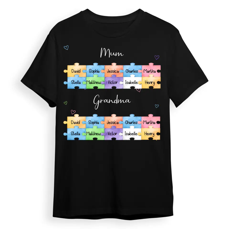 Mom Grandma Puzzle - Gift For Mom, Grandma - Personalized Custom T Shirt T-F178