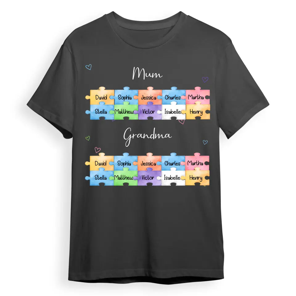 Mom Grandma Puzzle - Gift For Mom, Grandma - Personalized Custom T Shirt T-F178