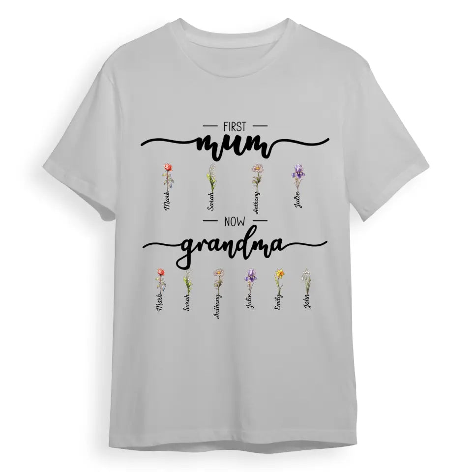 First Mom Now Grandma - Personalized Shirt, Hoodie, Sweatshirt T-F202