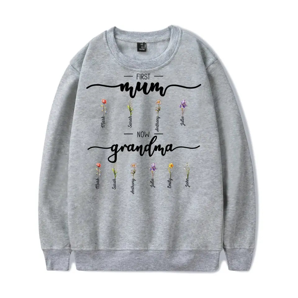 First Mom Now Grandma - Personalized Shirt, Hoodie, Sweatshirt T-F202