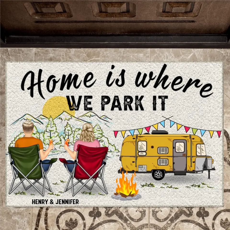 Home Is Where We Park It - Gift For Camping Lovers - Personalized Custom Doormat PL-17