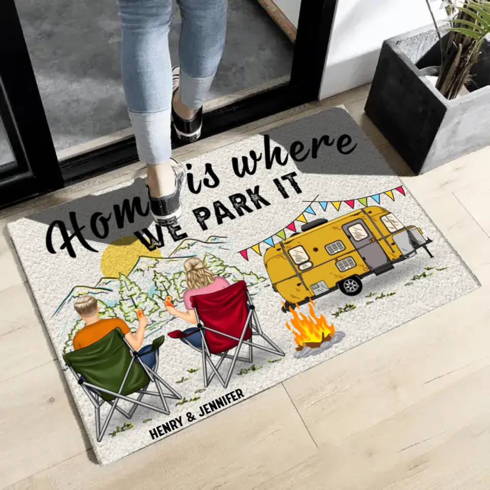 Home Is Where We Park It - Gift For Camping Lovers - Personalized Custom Doormat PL-17