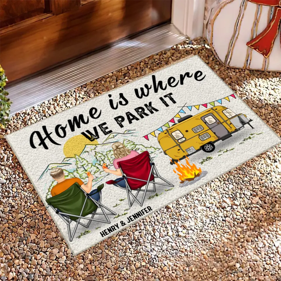 Home Is Where We Park It - Gift For Camping Lovers - Personalized Custom Doormat PL-17