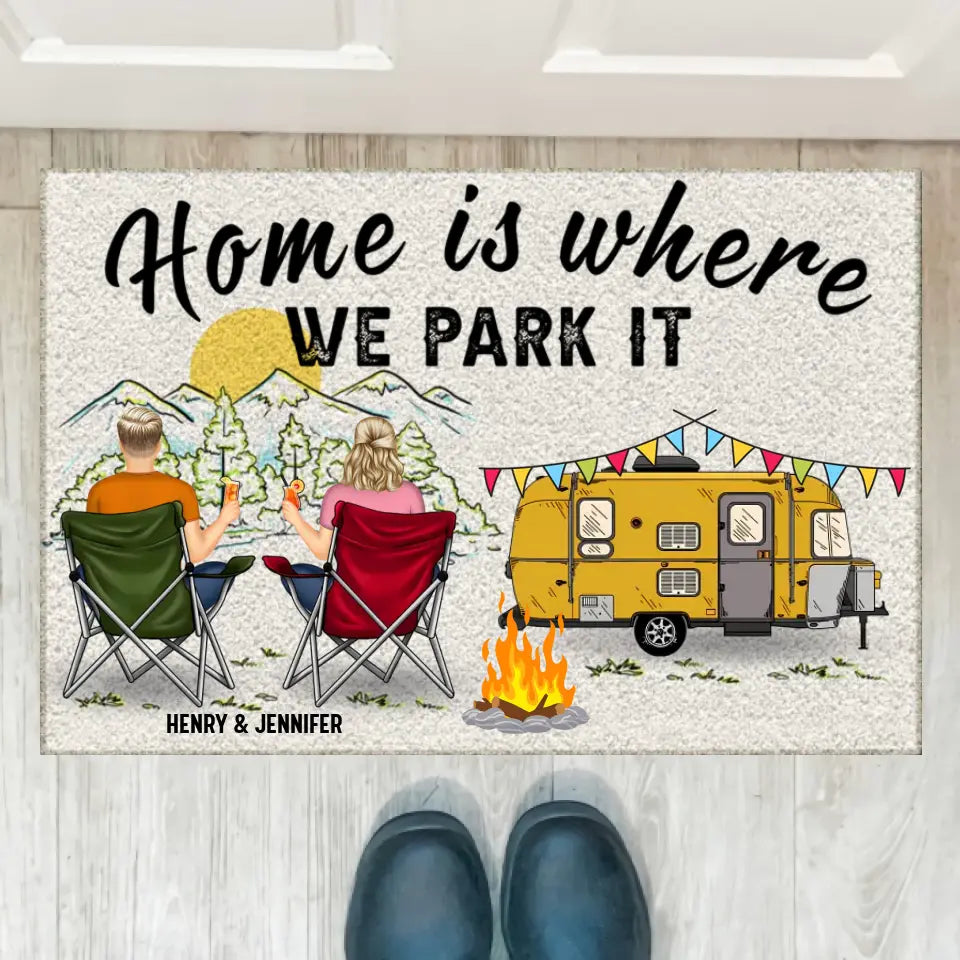 Home Is Where We Park It - Gift For Camping Lovers - Personalized Custom Doormat PL-17