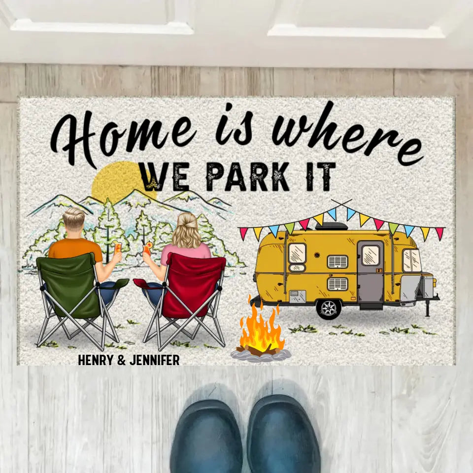 Home Is Where We Park It - Gift For Camping Lovers - Personalized Custom Doormat PL-17