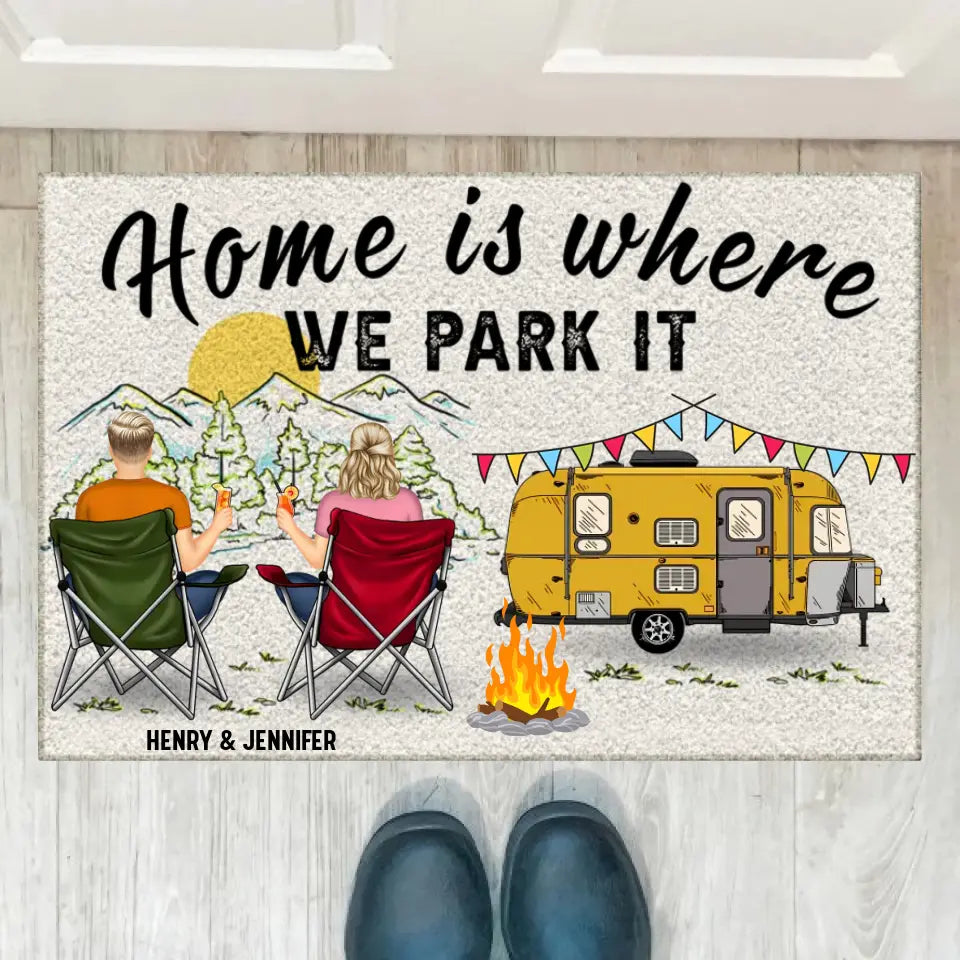 Home Is Where We Park It - Gift For Camping Lovers - Personalized Custom Doormat PL-17