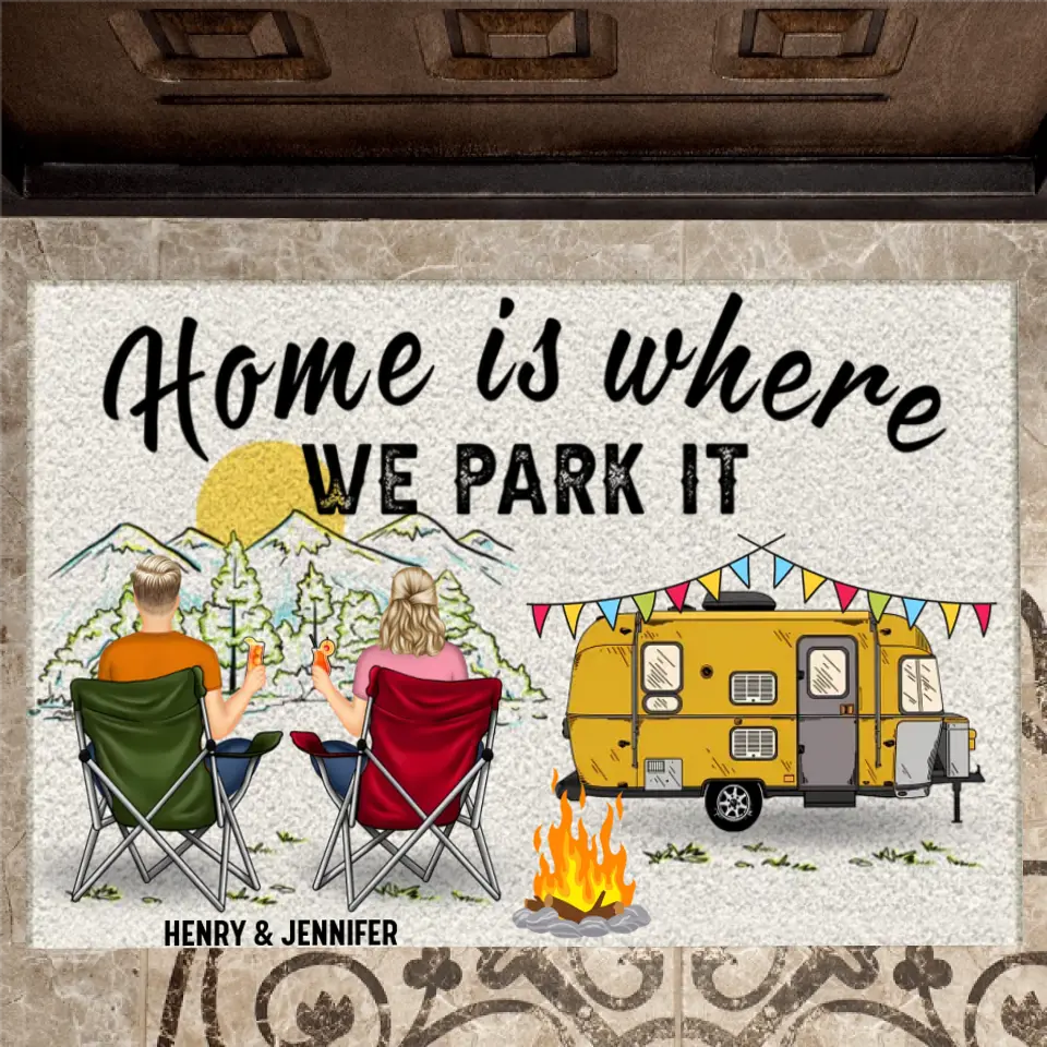 Home Is Where We Park It - Gift For Camping Lovers - Personalized Custom Doormat PL-17