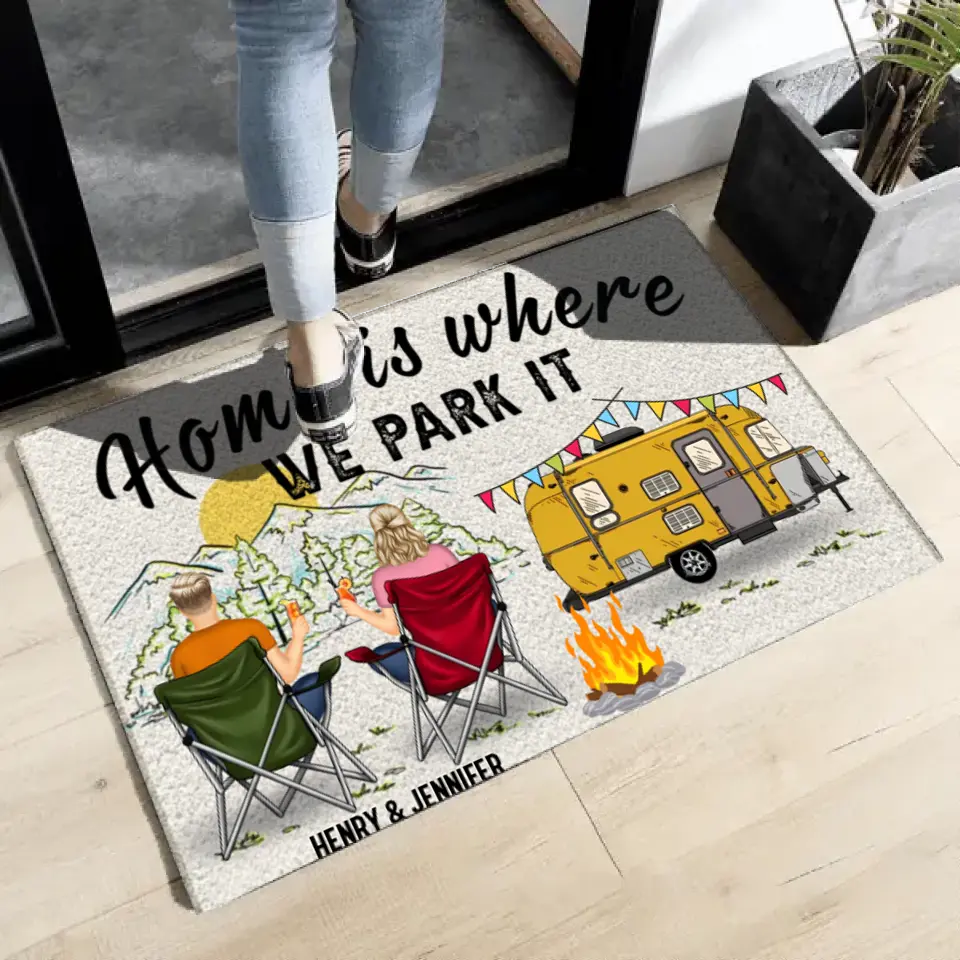 Home Is Where We Park It - Gift For Camping Lovers - Personalized Custom Doormat PL-17