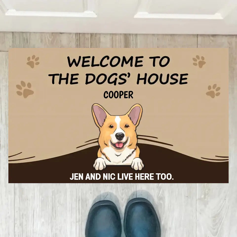 Joyousandfolksy™ Purrfect Joy Welcome To The Dog House, Gift For Dog Lovers, Personalized Doormat, New Home Gift