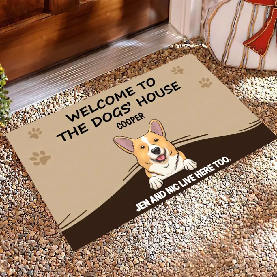 Joyousandfolksy™ Purrfect Joy Welcome To The Dog House, Gift For Dog Lovers, Personalized Doormat, New Home Gift