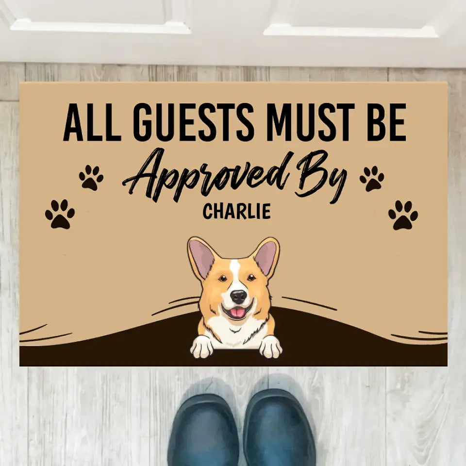 Joyousandfolksy™ Purrfect Joy All Guests Must Be Approved, Gift For Dog Lovers, Personalized Doormat, New Home Gift