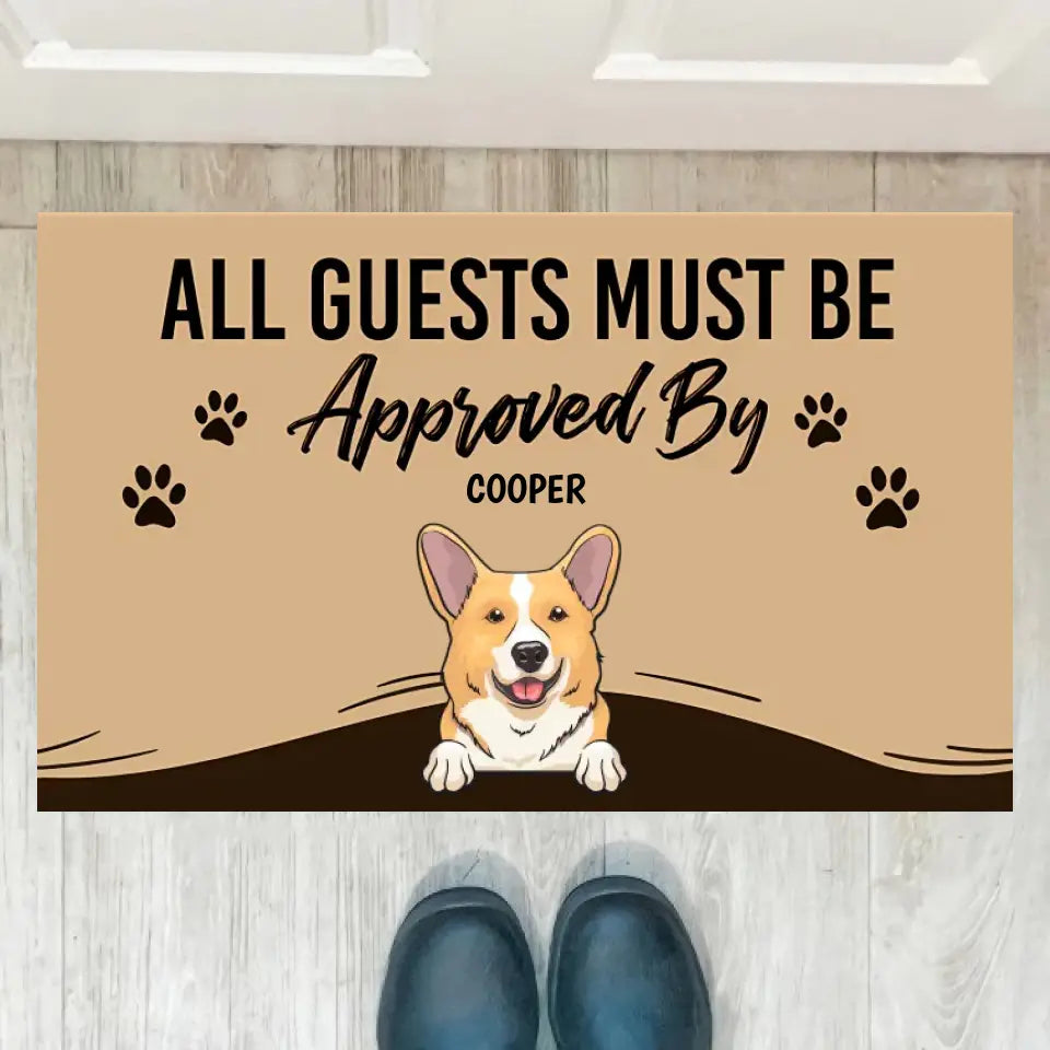 Joyousandfolksy™ Purrfect Joy All Guests Must Be Approved, Gift For Dog Lovers, Personalized Doormat, New Home Gift