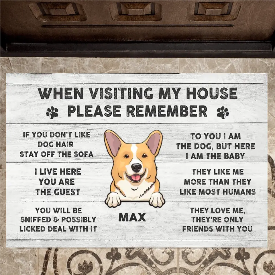Joyousandfolksy™ Purrfect Joy When Visit My House Please Remember, Gift For Dog Lovers, Personalized Doormat, New Home Gift