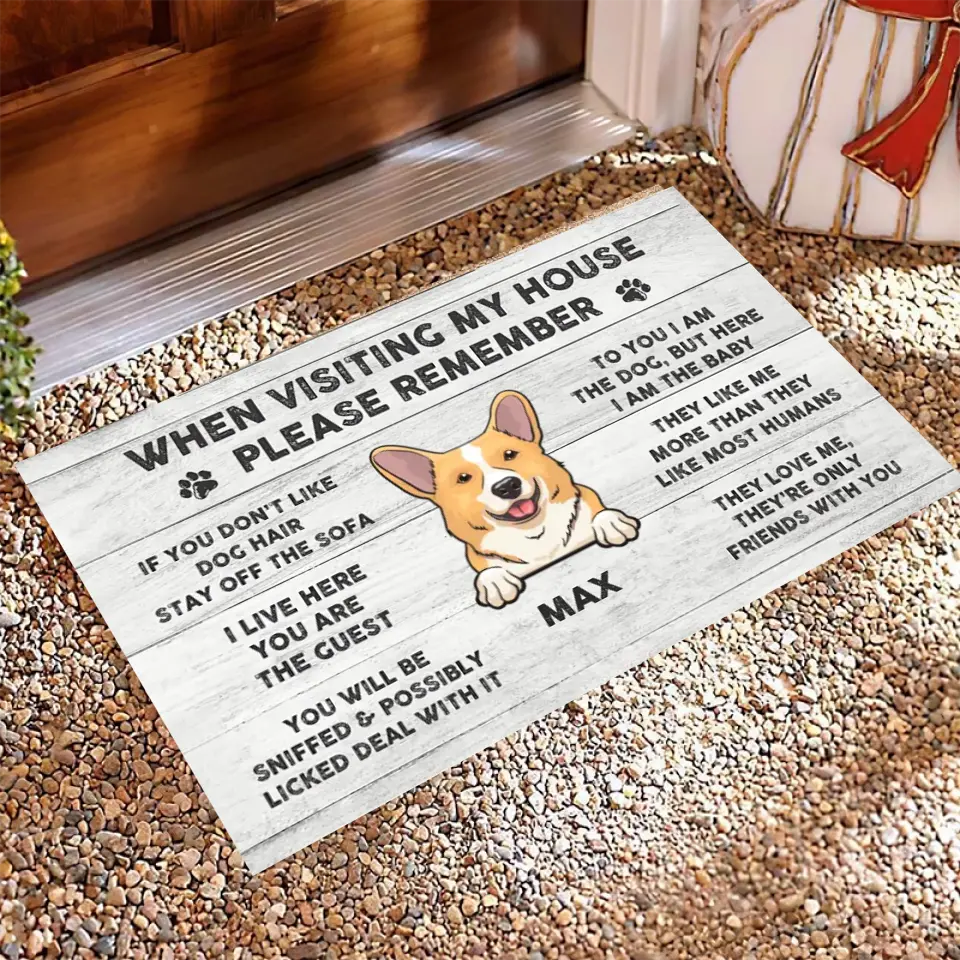 Joyousandfolksy™ Purrfect Joy When Visit My House Please Remember, Gift For Dog Lovers, Personalized Doormat, New Home Gift