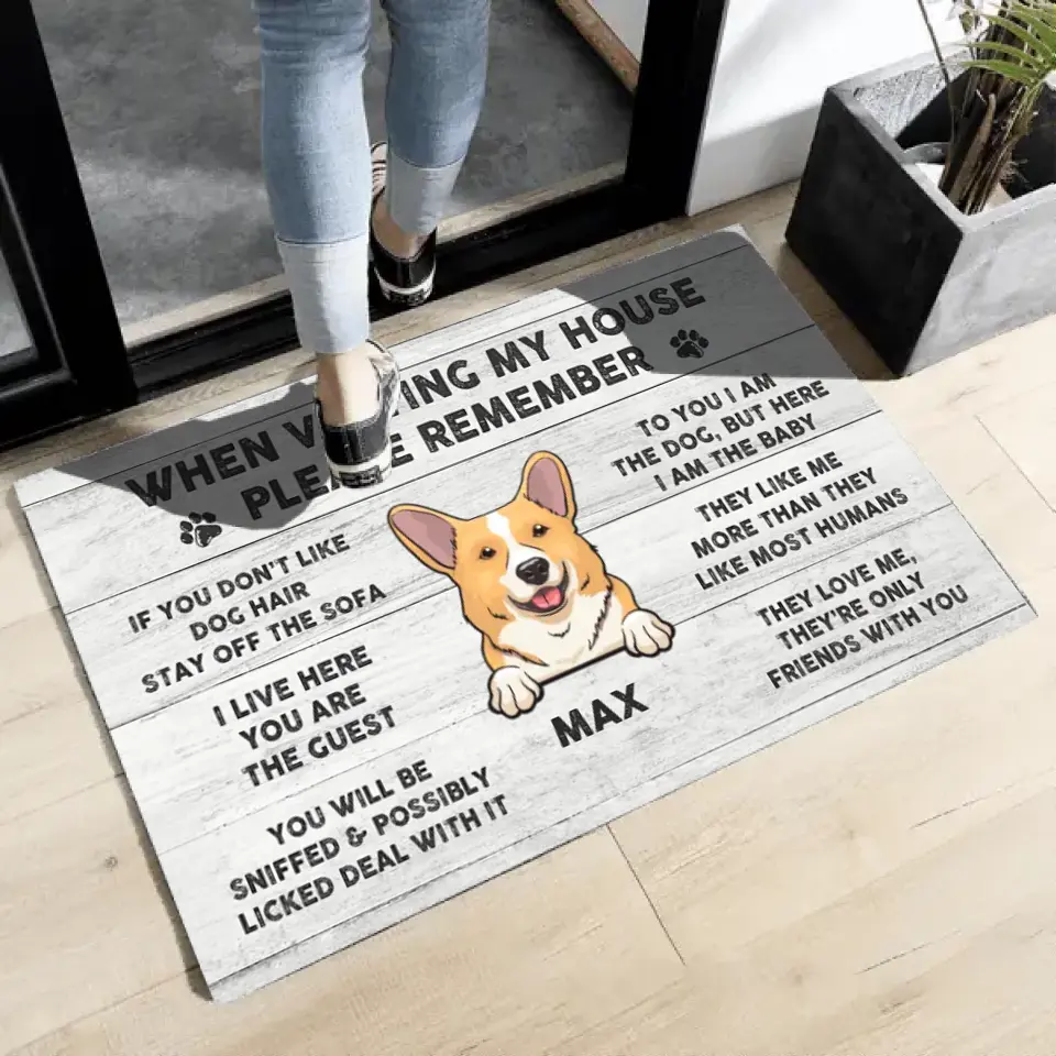 Joyousandfolksy™ Purrfect Joy When Visit My House Please Remember, Gift For Dog Lovers, Personalized Doormat, New Home Gift