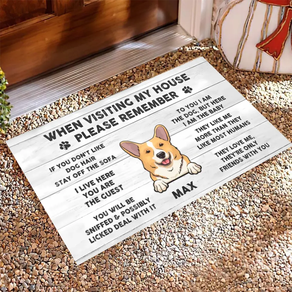 Joyousandfolksy™ Purrfect Joy When Visit My House Please Remember, Gift For Dog Lovers, Personalized Doormat, New Home Gift