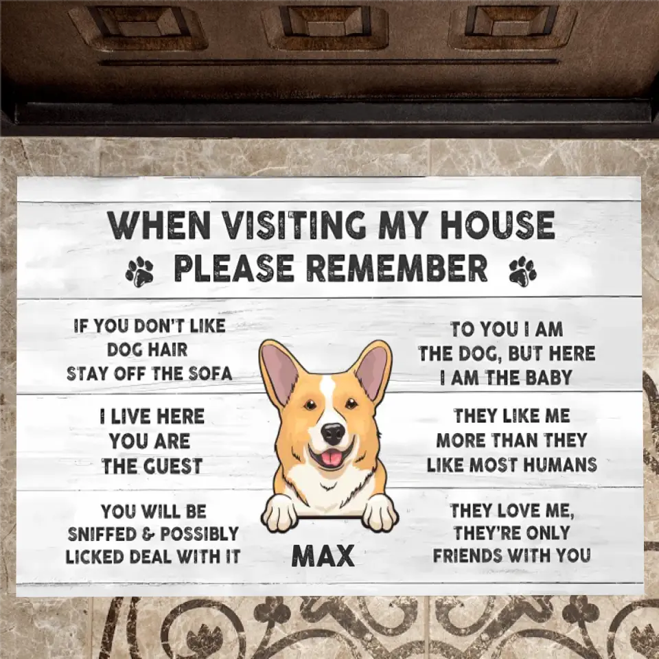 Joyousandfolksy™ Purrfect Joy When Visit My House Please Remember, Gift For Dog Lovers, Personalized Doormat, New Home Gift