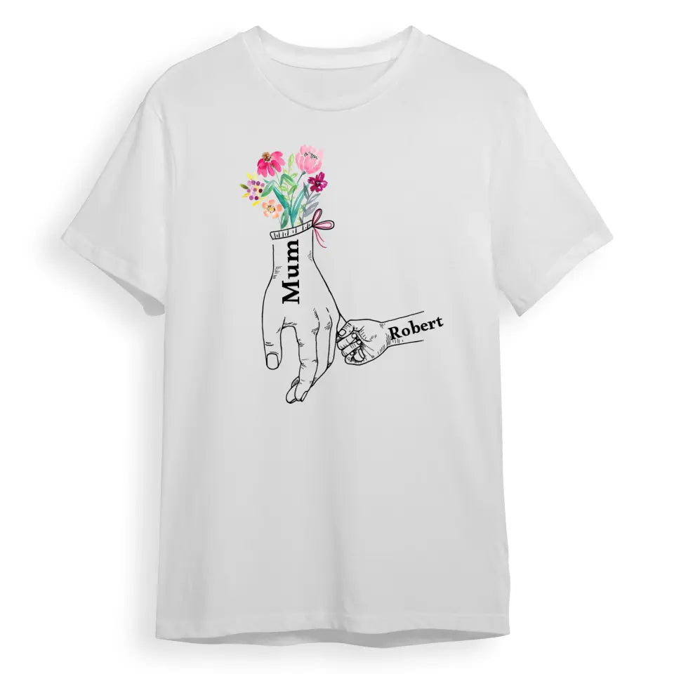 Family - Holding Flowers Hand - Personalized Unisex T-shirt T-F61