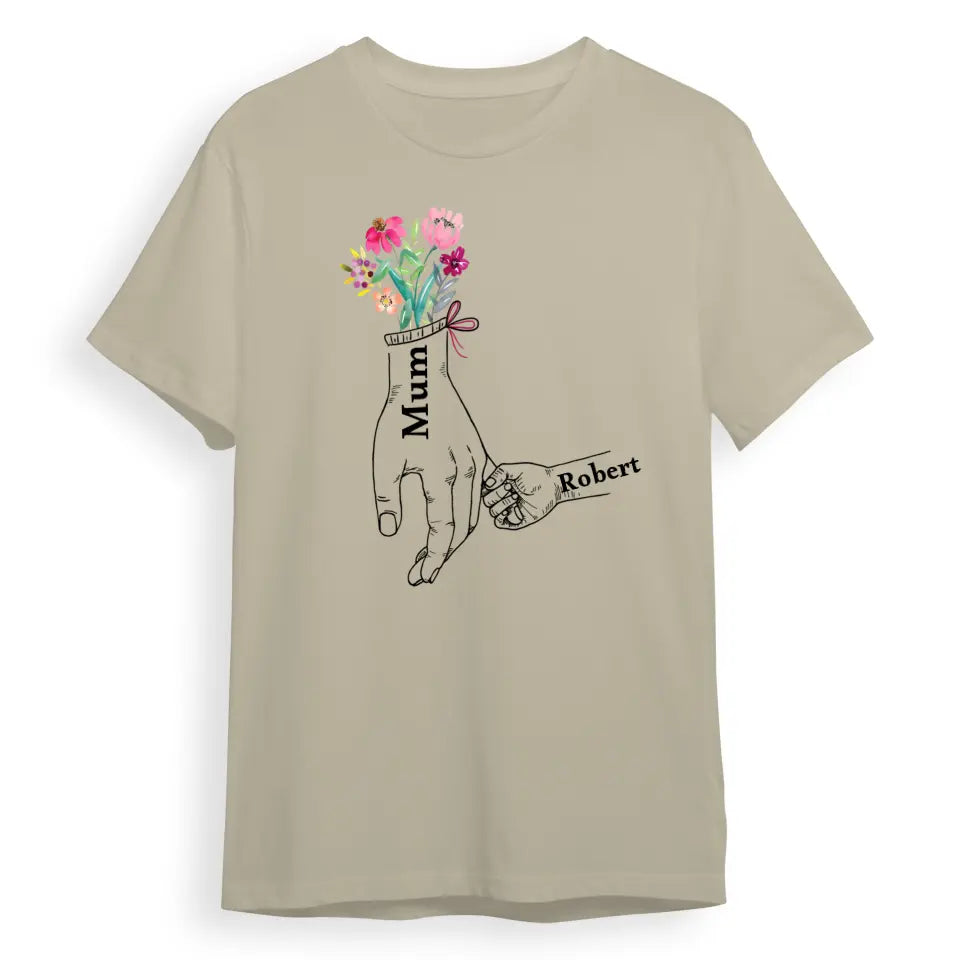 Family - Holding Flowers Hand - Personalized Unisex T-shirt T-F61