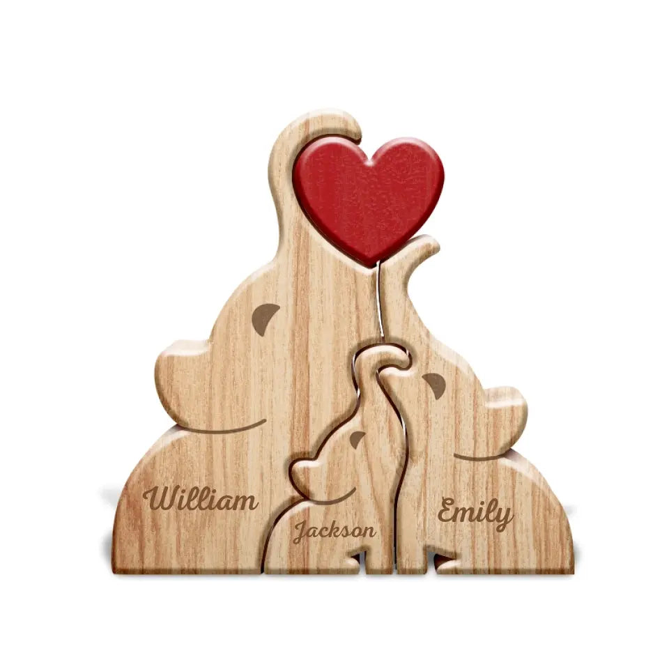 Joyousandfolksy™ Love Elephant Dad - Gift For Mother, Father, Family - Personalized Custom Shaped Wooden Puzzle PL-28.2