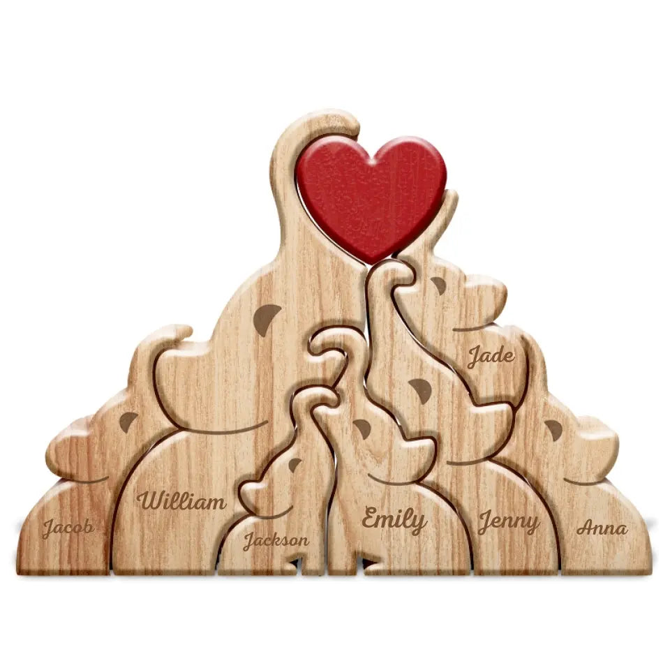 Joyousandfolksy™ Love Elephant Dad - Gift For Mother, Father, Family - Personalized Custom Shaped Wooden Puzzle PL-28.2