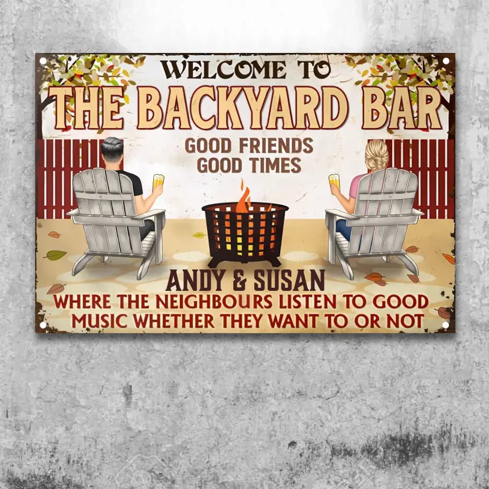 Fire Pit Listen To The Good Music Couple Husband Wife - Backyard, House Warming Gift For Family - Personalized Classic Metal Signs ms-f247