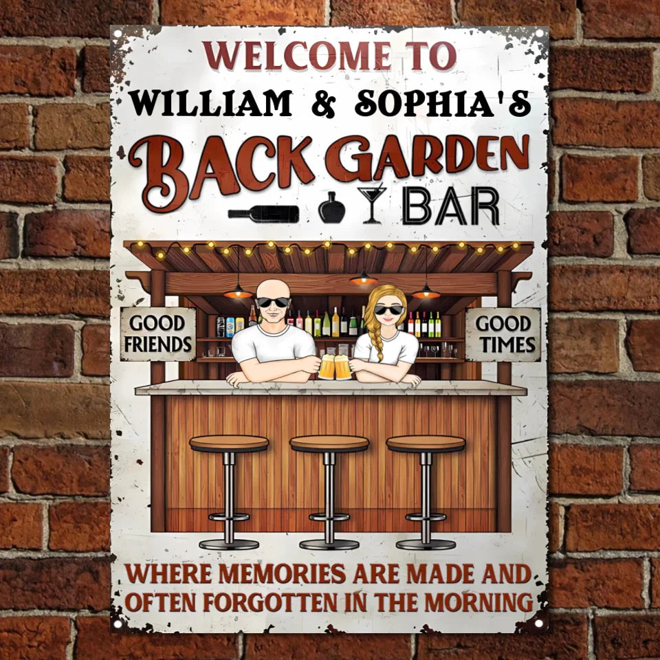 Back Garden Where Memories Are Made - Gift For Couples - Personalized Custom Classic Metal Signs MS-F269