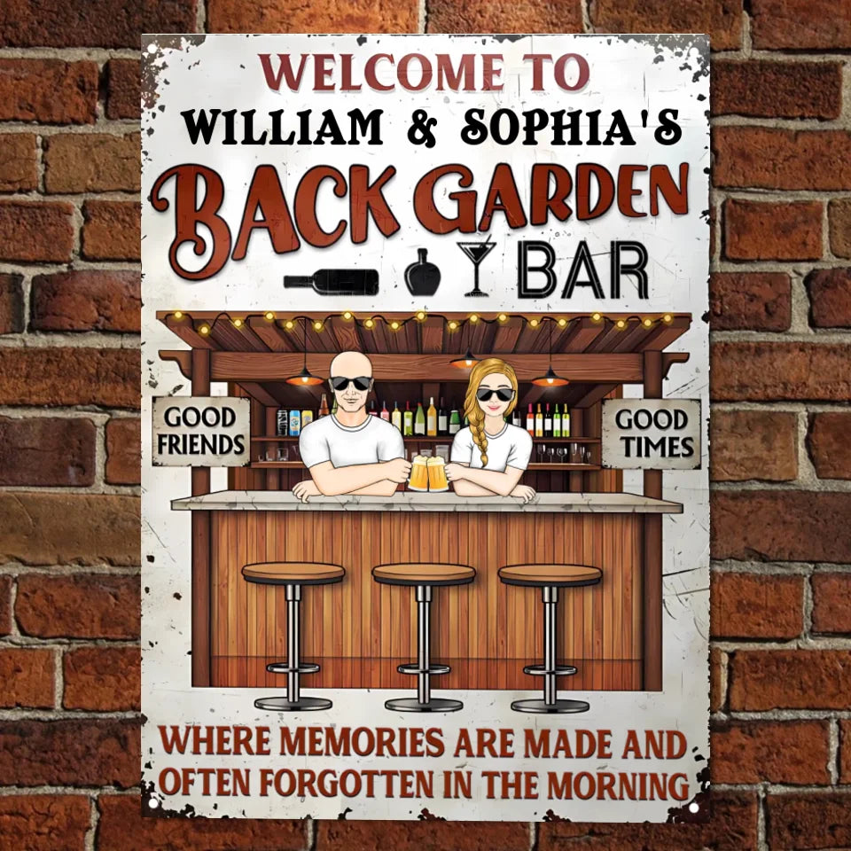 Back Garden Where Memories Are Made - Gift For Couples - Personalized Custom Classic Metal Signs MS-F269