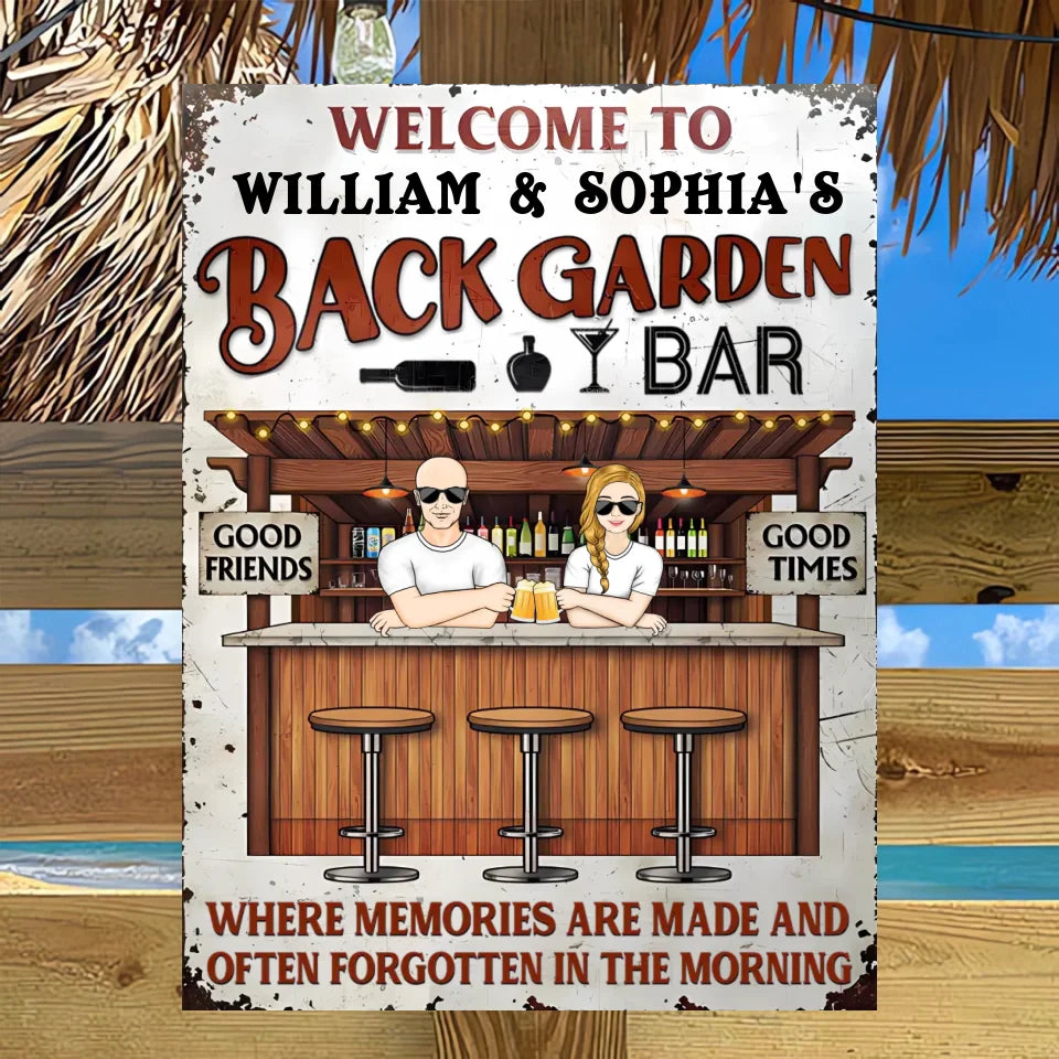 Back Garden Where Memories Are Made - Gift For Couples - Personalized Custom Classic Metal Signs MS-F269