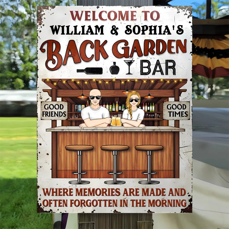 Back Garden Where Memories Are Made - Gift For Couples - Personalized Custom Classic Metal Signs MS-F269