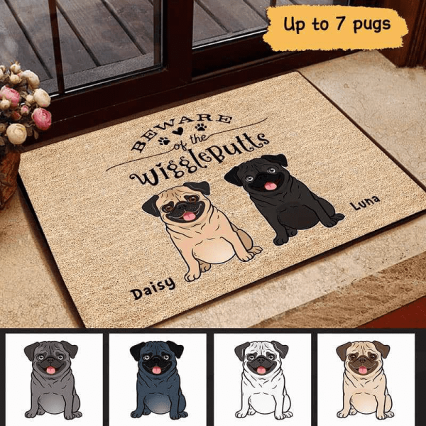 Joyousandfolksy Hope You Like Pugs Personalized Doormat