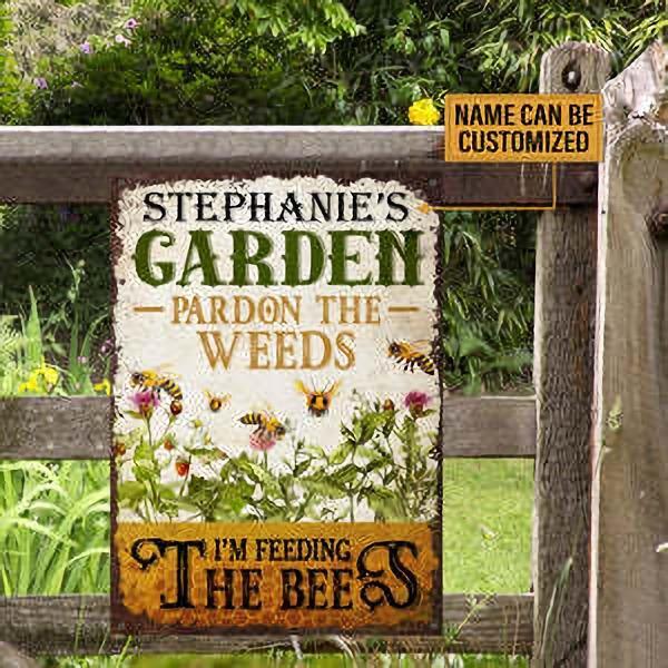 Bee Garden Pardon The Weeds - Personalized Metal Sign