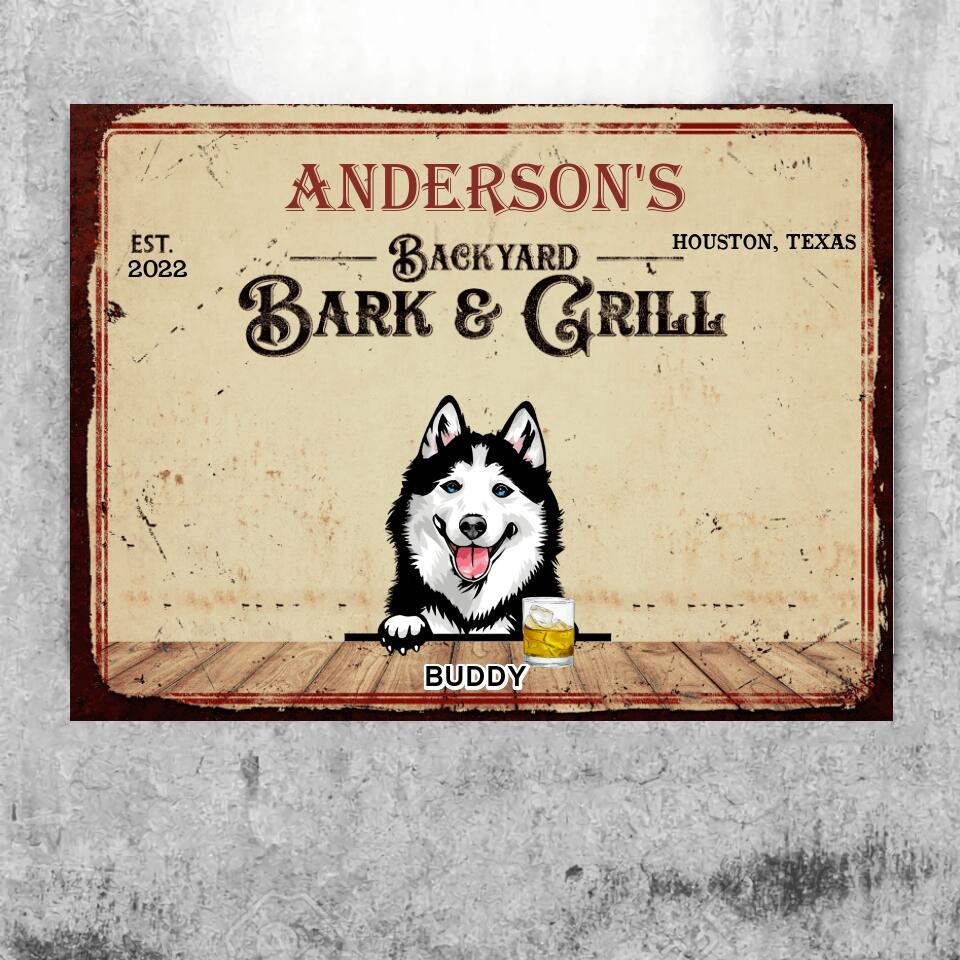 BACKYARD BARK & GRILL - PERSONALIZED CUSTOM METAL SIGN 9