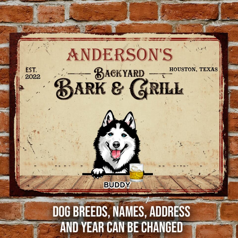 BACKYARD BARK & GRILL - PERSONALIZED CUSTOM METAL SIGN 9