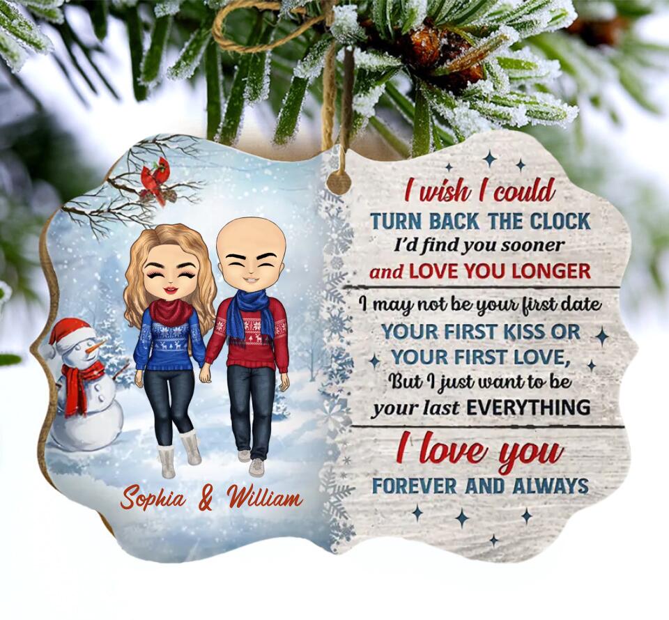 Christmas Couple Turn Back The Clock - Christmas Gift For Couple - Personalized Custom Wooden Ornament O-F9