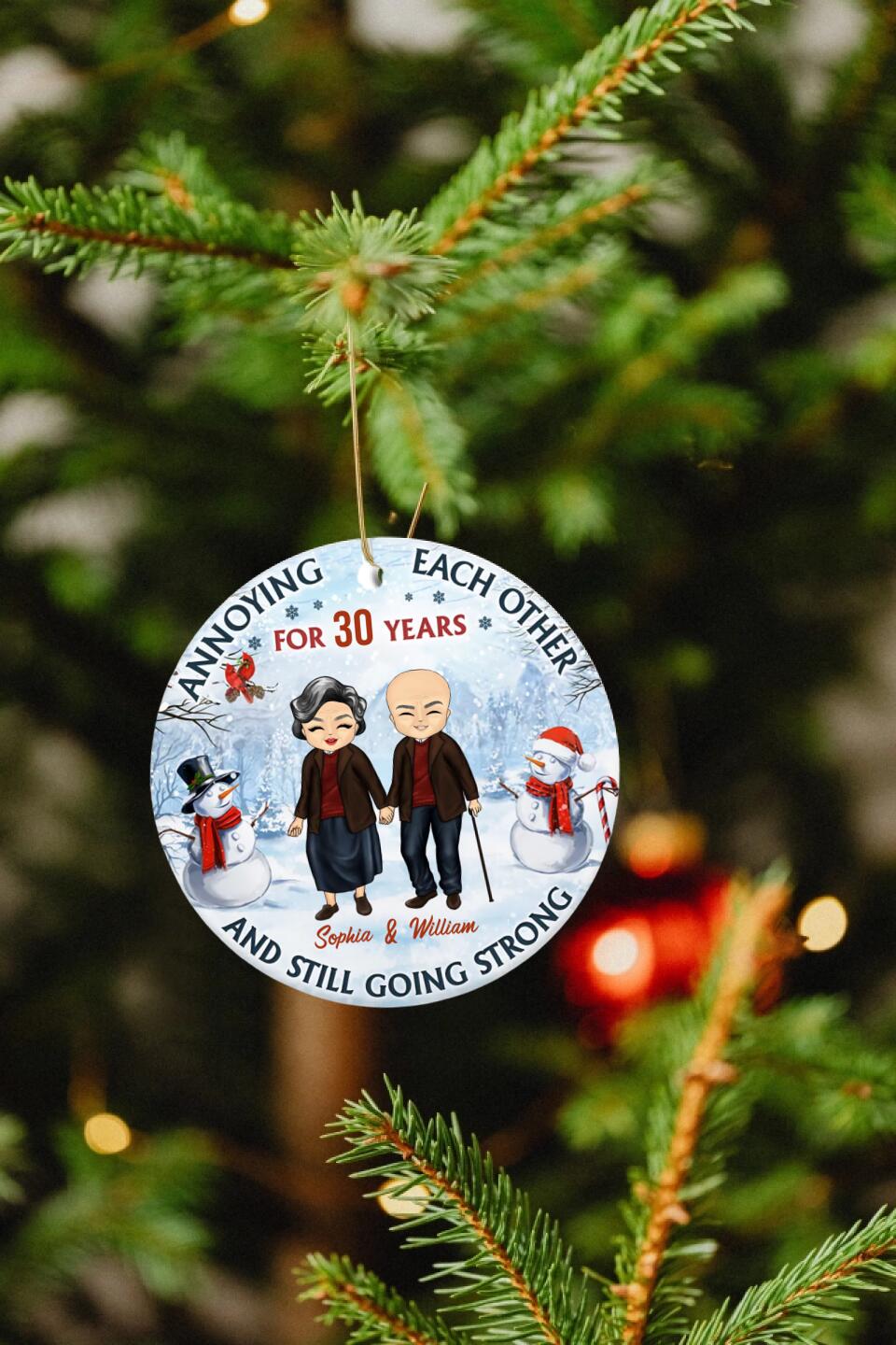 Old Couple Annoying Each Other - Christmas Gift For Couple - Personalized Custom Circle Ceramic Ornament O-F8